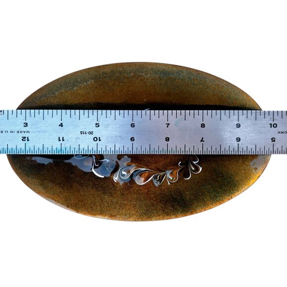 Mid-Century Modern Enamel On Copper Oval Dish By Kuverly 7.5" x 4.5" Decorative - Picture 5 of 9